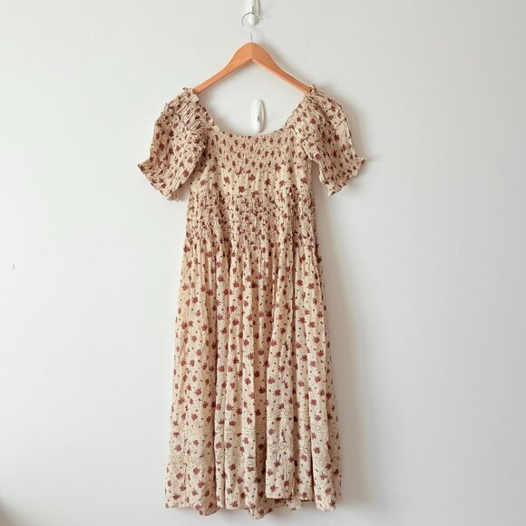 Free People Women's Bali Juniper Floral Print Ruffled Midi Dress Size 2 - Picture 9 of 11